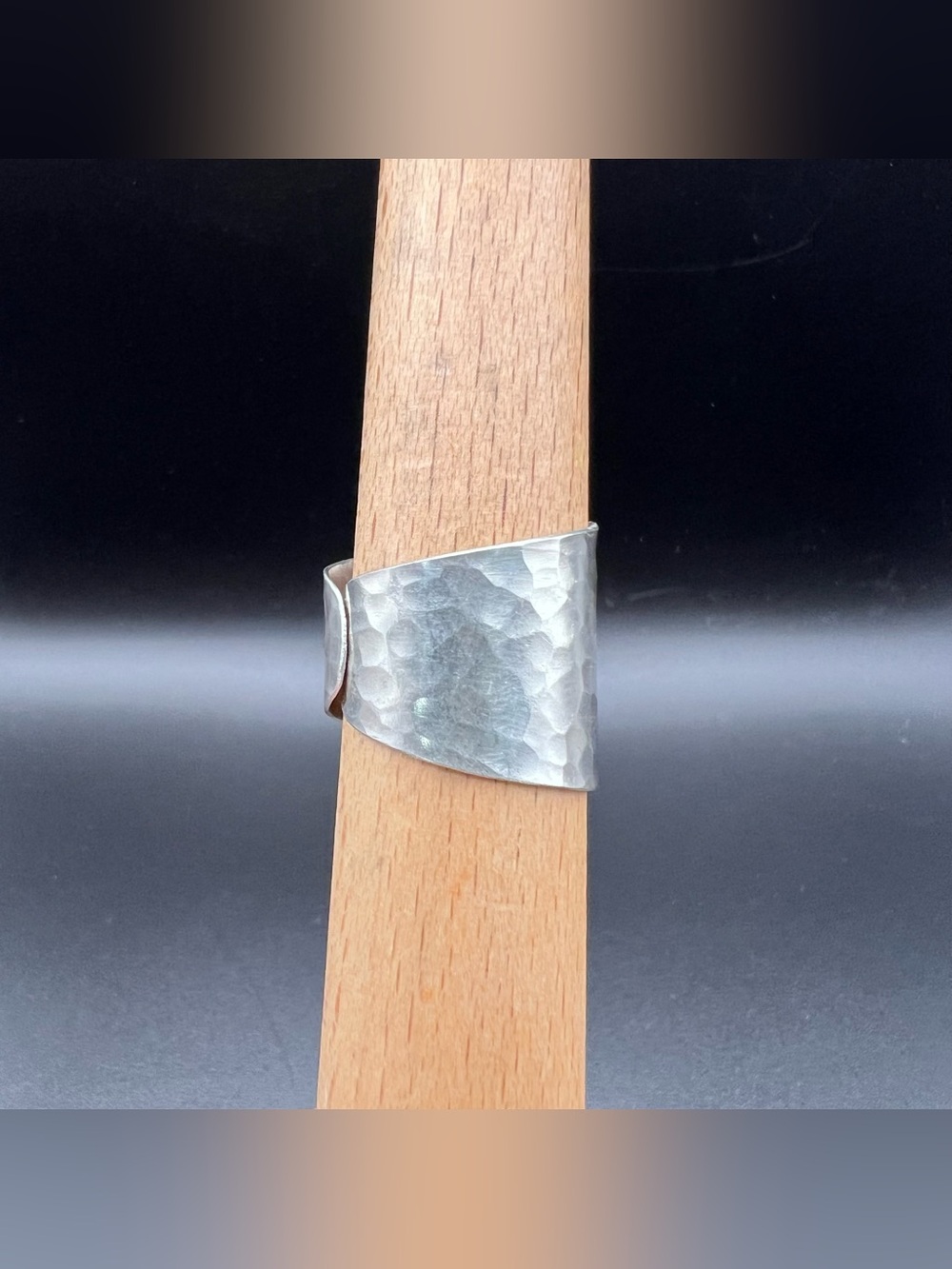 Sterling Silver Hammered Cigar Band Ring - Picture 2 of 7
